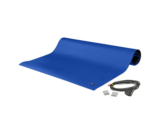 Антистатический настольный коврик, 2-х слойный (0.6х1.2м, резина, синий, провод заземления в комплекте) (Артикул:8900), Цвет: Синий