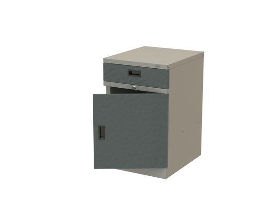 Металлическая стационарная тумба с дверцей и одним ящиком (Артикул:D1), Тип тумбы: с дверью и одним  выдвижным ящиком, Исполнение: общепромышленное