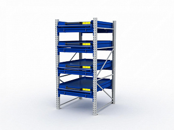 Стеллаж с выкатными платформами S-HEAVY 1000/900 (4 яруса хранения)